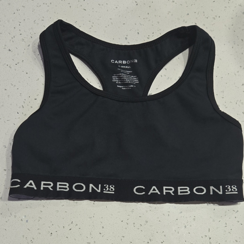 Carbon38 Black Sports Bra with Racerback Design